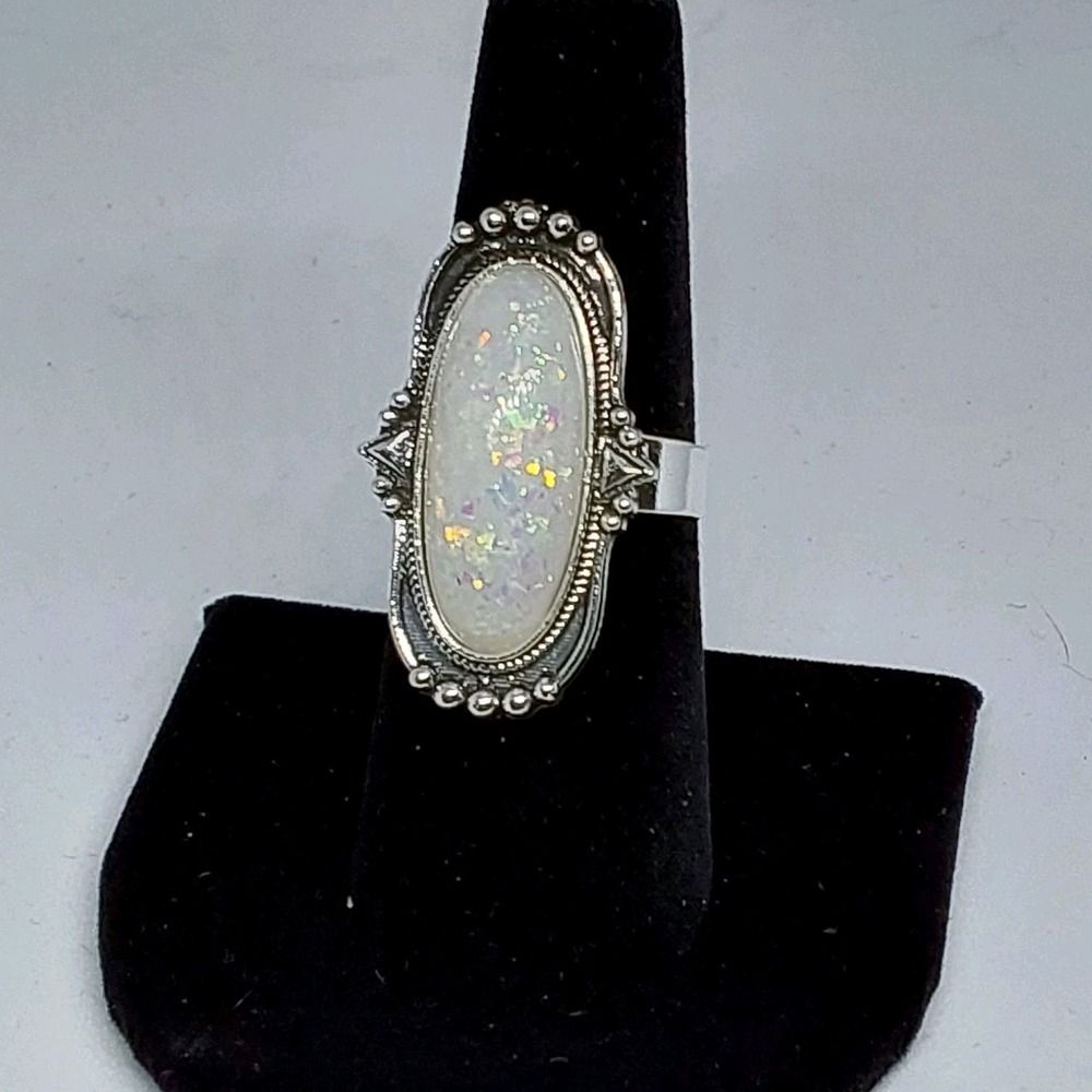 Women's Bohemian Glam Retro‎ Zinc Inlaid Stone Ring Size 8 (Adjustable)